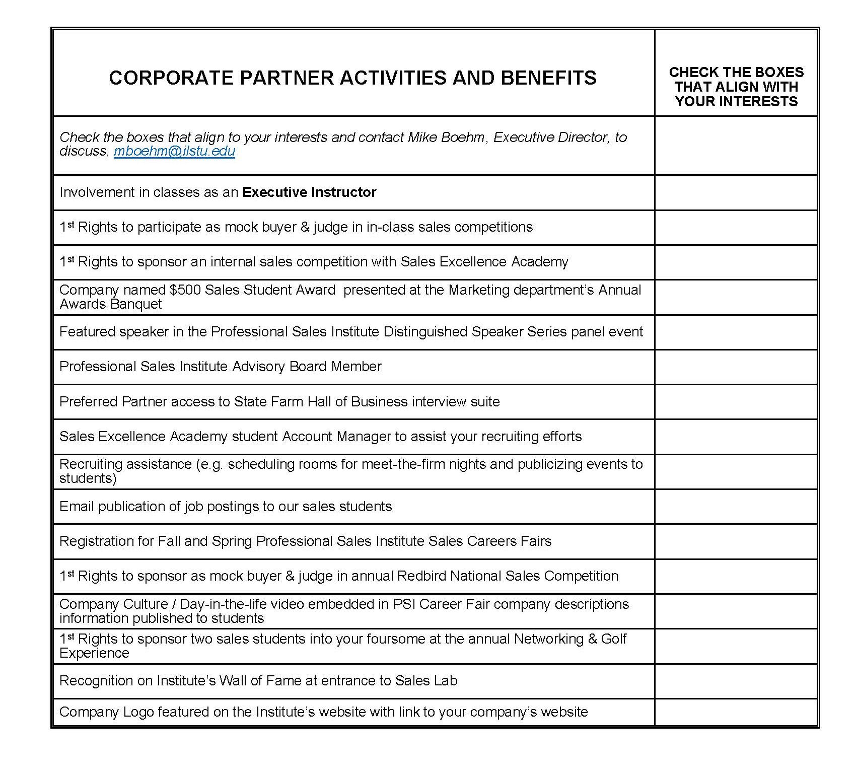 Corporate Partnership Opportunities